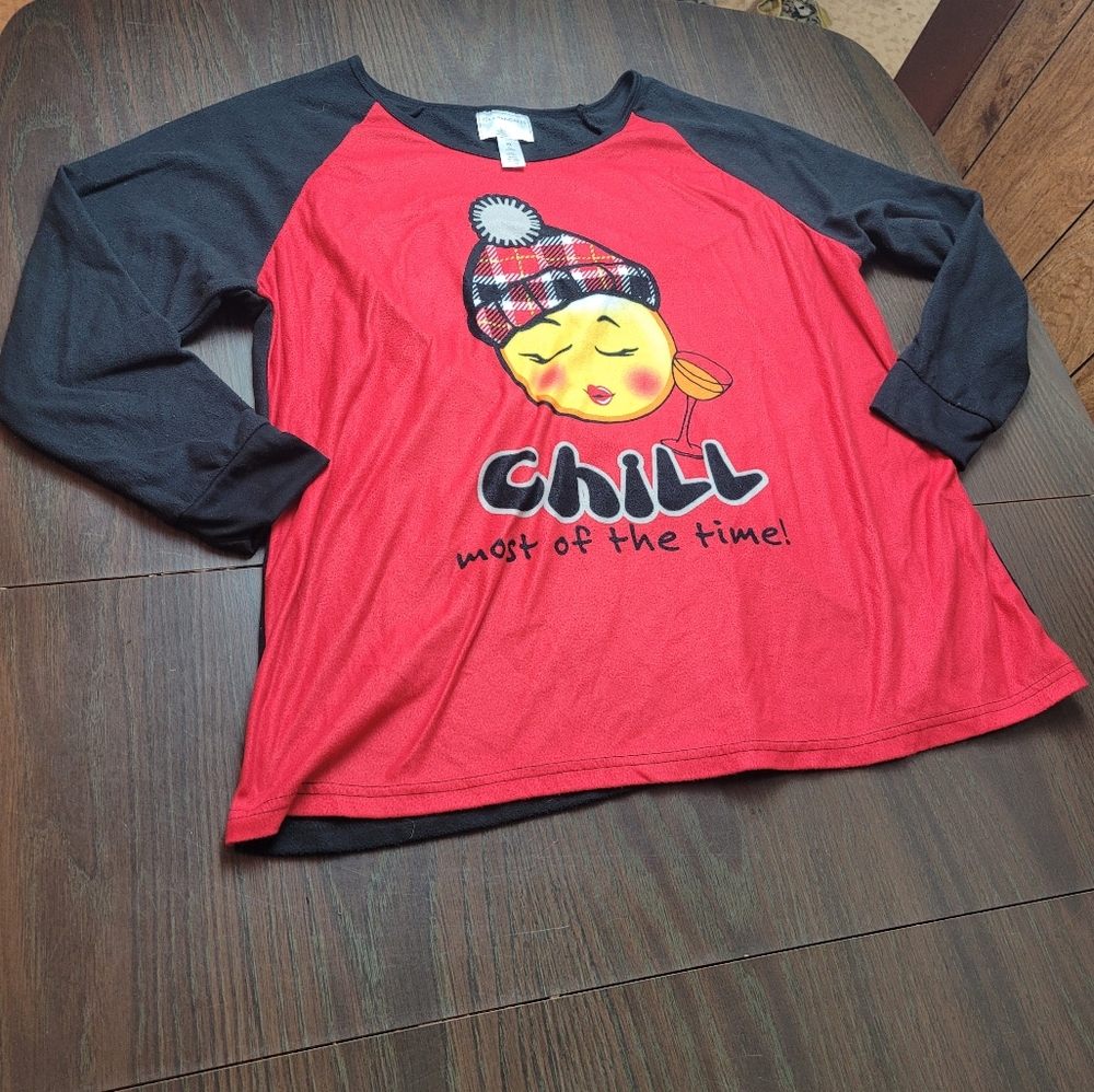 Pj & pancakes long sleeve pajama top chill most of the time